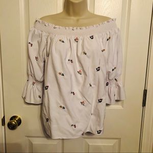 Embroidered Off Shoulder Blouse XL
